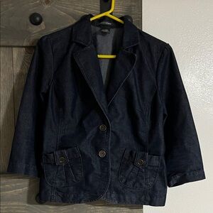 French Cuff Navy Denim Blazer